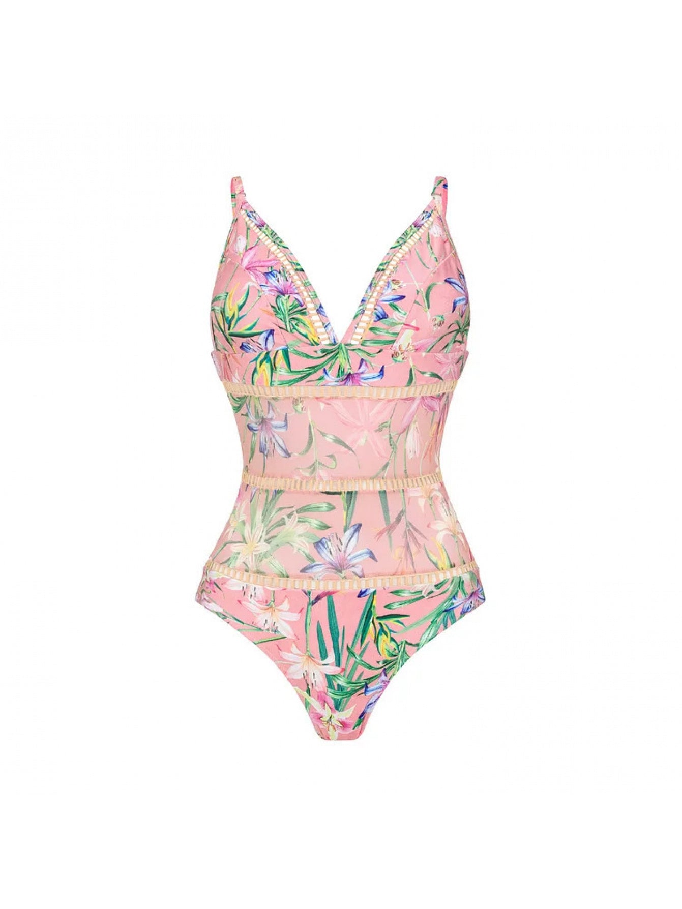2026 New Women One Piece Swimsuit V Neck Mesh Patchwork Floral Print Bodysuit Beachwear Sexy Tummy Control Bathing Suit Ruched Push Up Swimwear Summer Cover Up Set