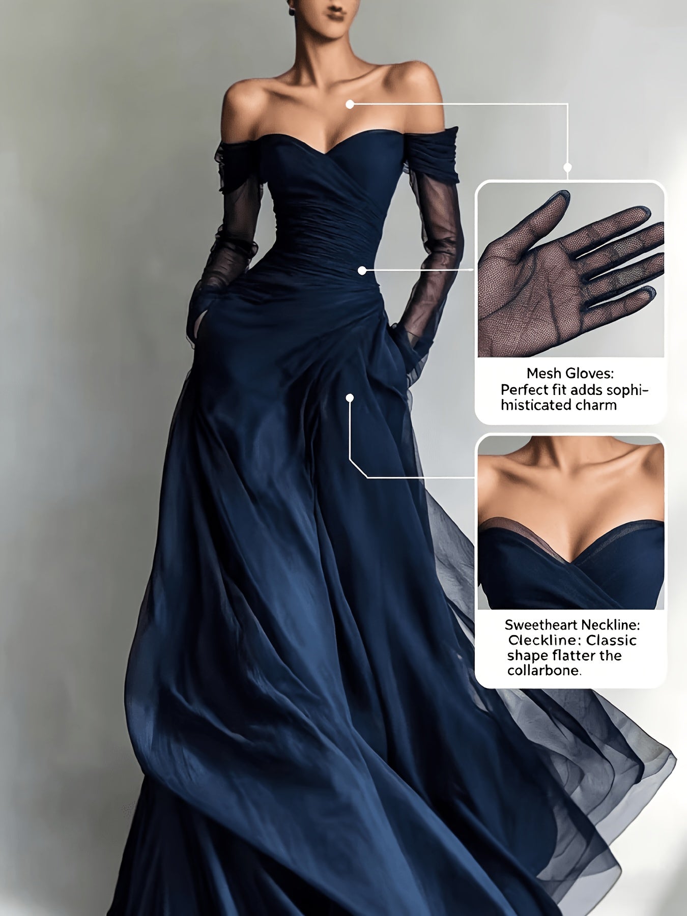 HERTALK 2026 New Arrival Elegant Mesh Strapless Maxi Dress Party Gown
