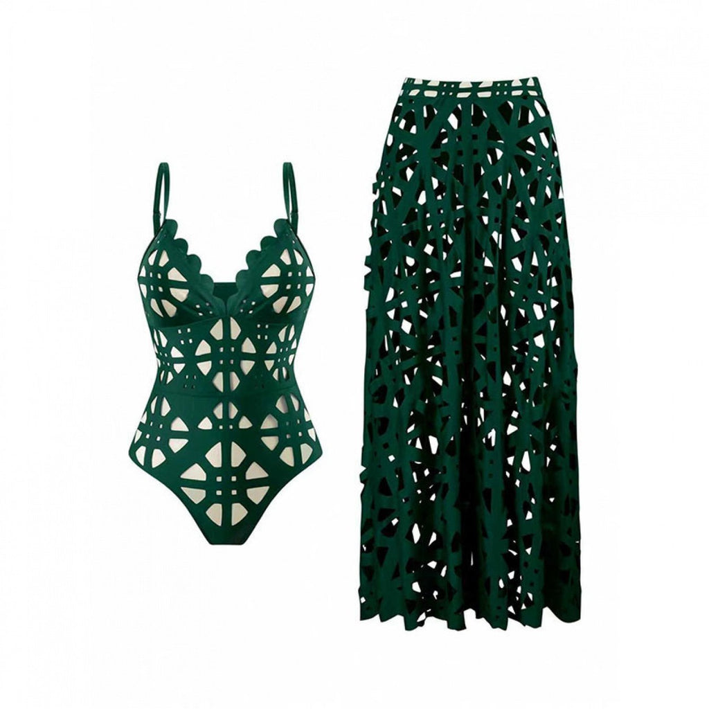 143575 European and American Fashion Hollow-out Sexy Women's Swimsuit High-end Bikini 2pcs Set Beach Vacation Swimsuit