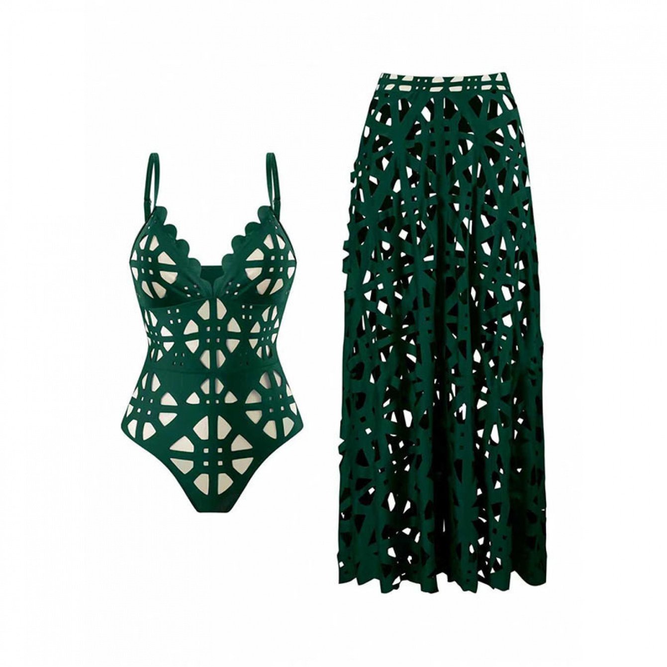 143575 European and American Fashion Hollow-out Sexy Women's Swimsuit High-end Bikini 2pcs Set Beach Vacation Swimsuit