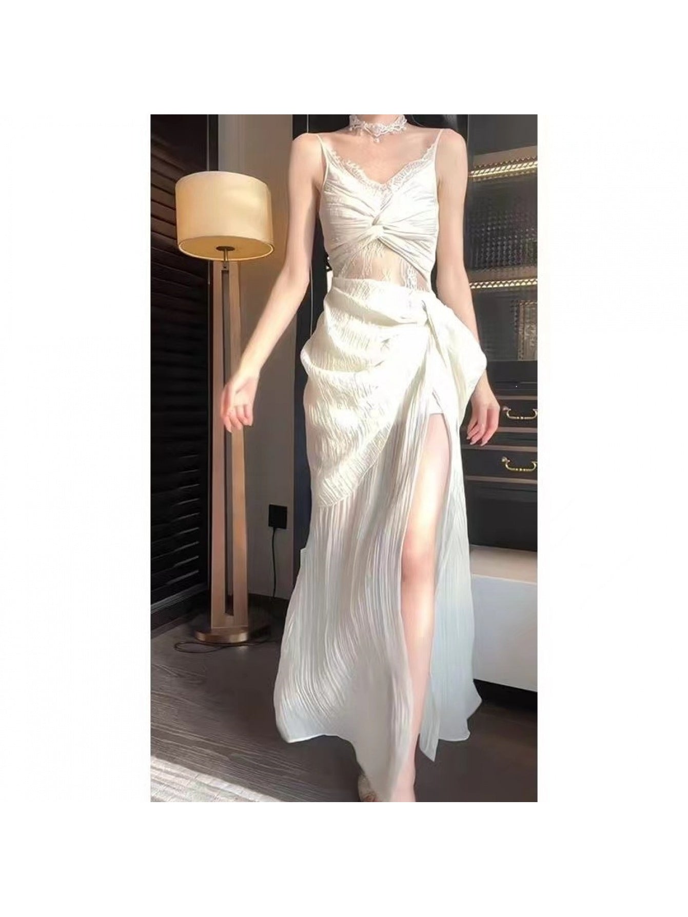 2026 New Spring\u002FSummer Retro Lace Dress with Hollow Out Style, Vacation Fairy Long Dress