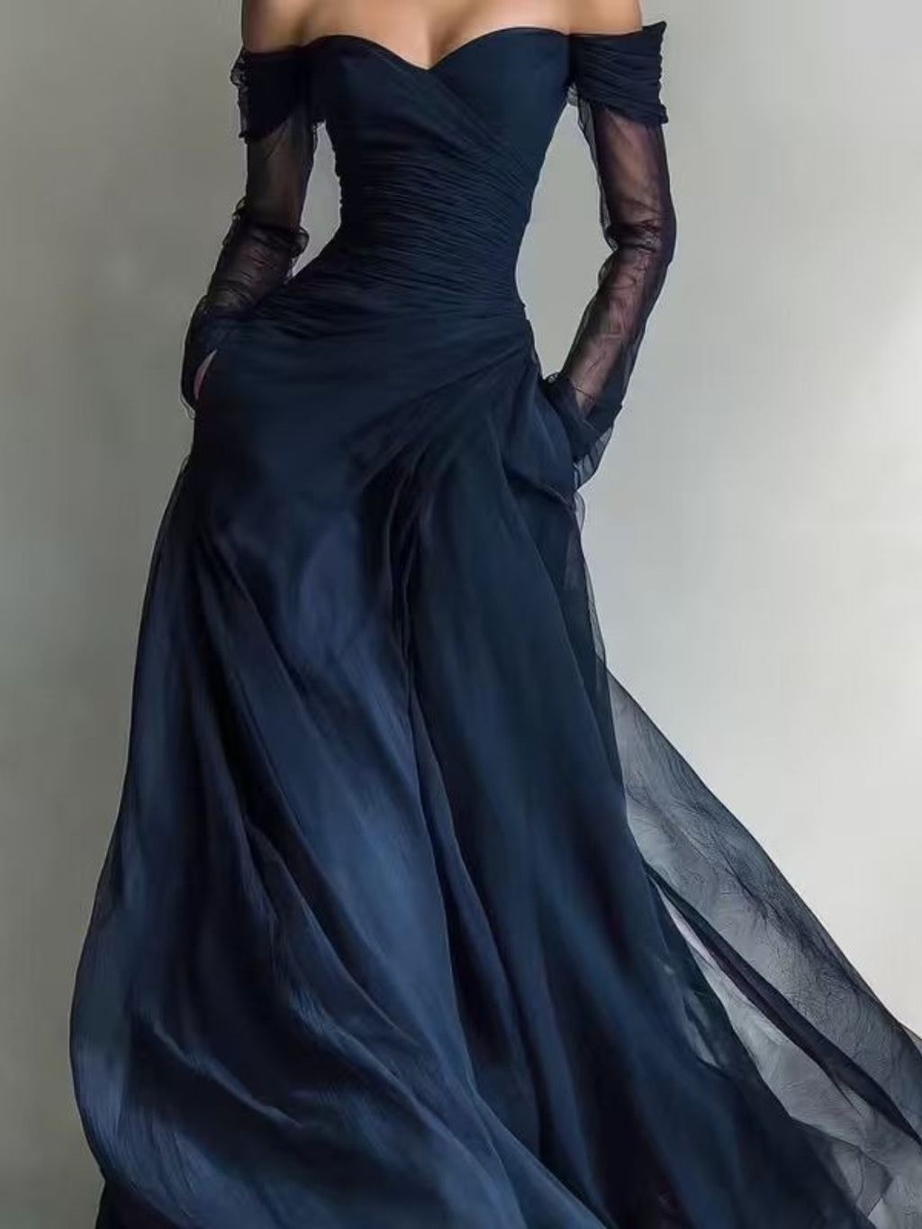HERTALK 2026 New Arrival Elegant Mesh Strapless Maxi Dress Party Gown