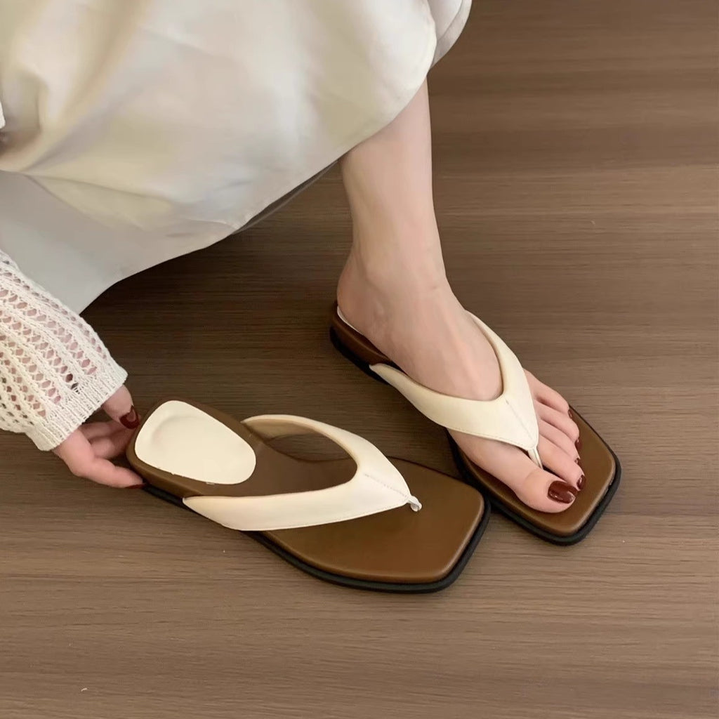 Women'S Silvery Flip-Flops, Summer Outdoor Footwear, New Soft Thick Sole Sandals, Gorgeous Toe-Post Beach Shoes for Vacation, Women Shoes