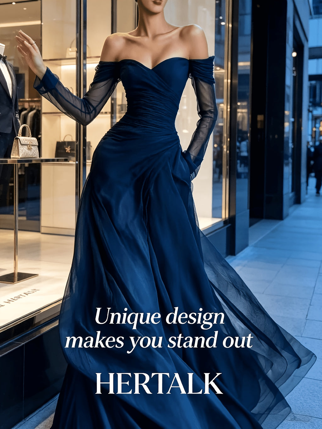 HERTALK 2026 New Arrival Elegant Mesh Strapless Maxi Dress Party Gown