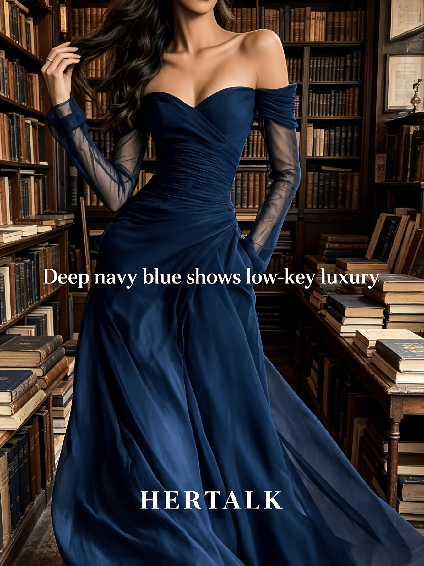 HERTALK 2026 New Arrival Elegant Mesh Strapless Maxi Dress Party Gown